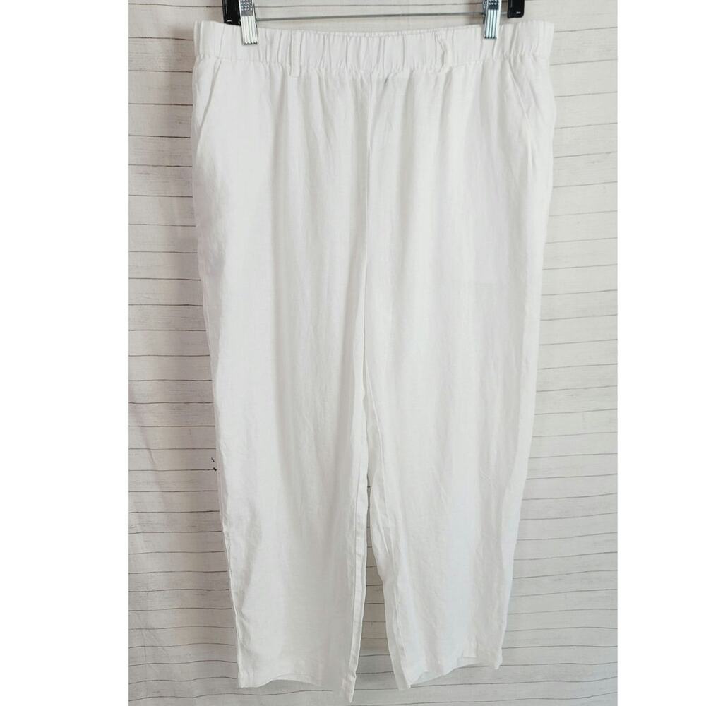 QUINCE 100% EUROPEAN LINEN PANTS IN WHITE, SZ LARGE